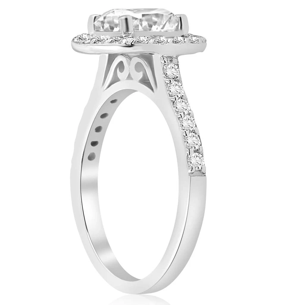 Pompeii3 Certified 2Ct Cushion Halo Diamond Engagement Ring Accent White Gold Lab Grown 2