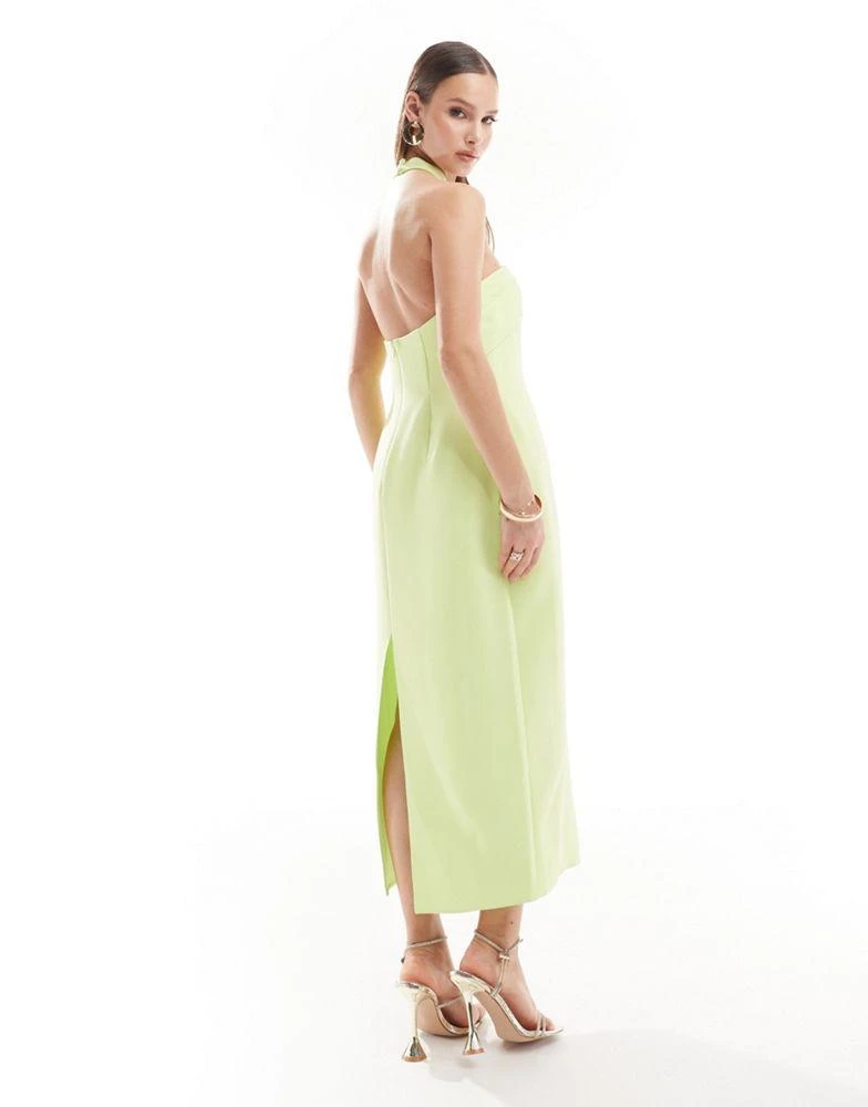 ASOS ASOS DESIGN asymmetric cut out midi dress with hardware detail in lime 4