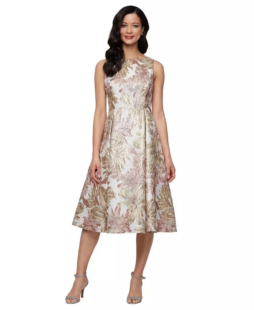 Alex Evenings Petite Metallic Jacquard A-Line Dress
