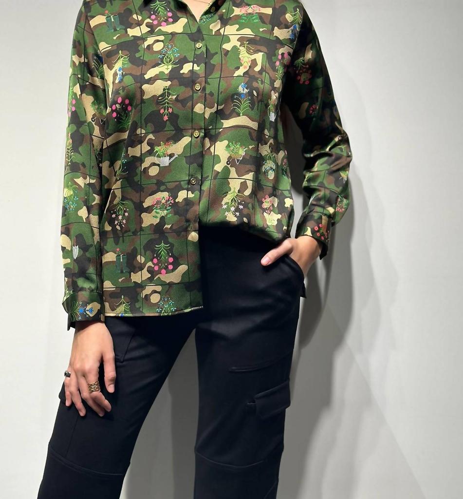 VILAGALLO Nadine Camouflage Floral Blouse