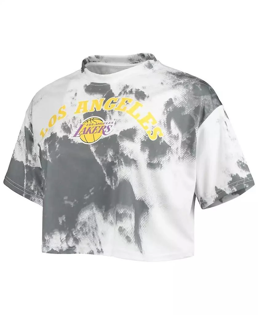 NBA Exclusive Collection Women's White, Black Los Angeles Lakers Tie-Dye Crop Top and Shorts Set 3