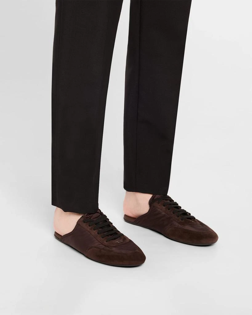 Prada Collapse Nylon and Suede Open-Back Sneakers 3