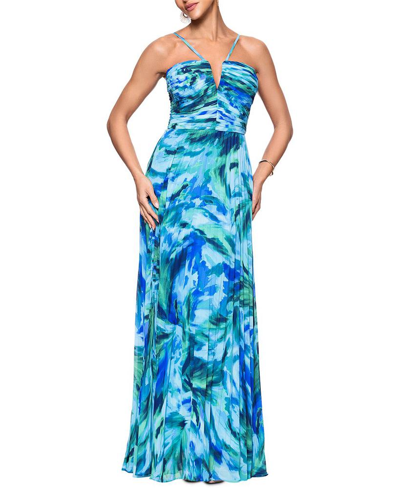 Shop Pleated Chiffon Printed Dress -Exclusive on Sale at