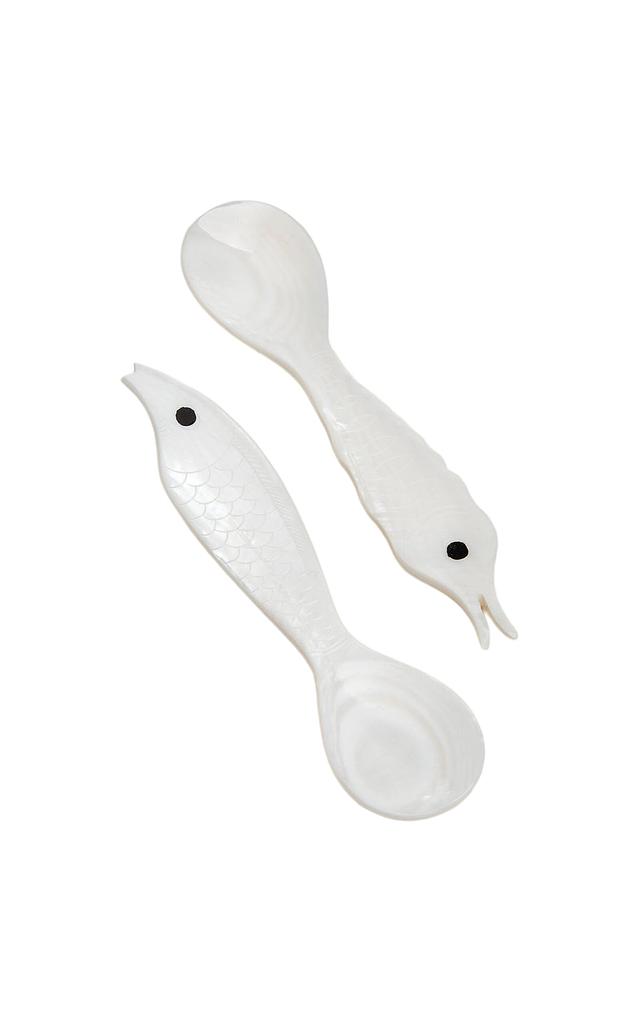 Gohar World Gohar World - Set-of-Two Sea Creatures Mother-of-Pearl Spoons - White - Moda Operandi
