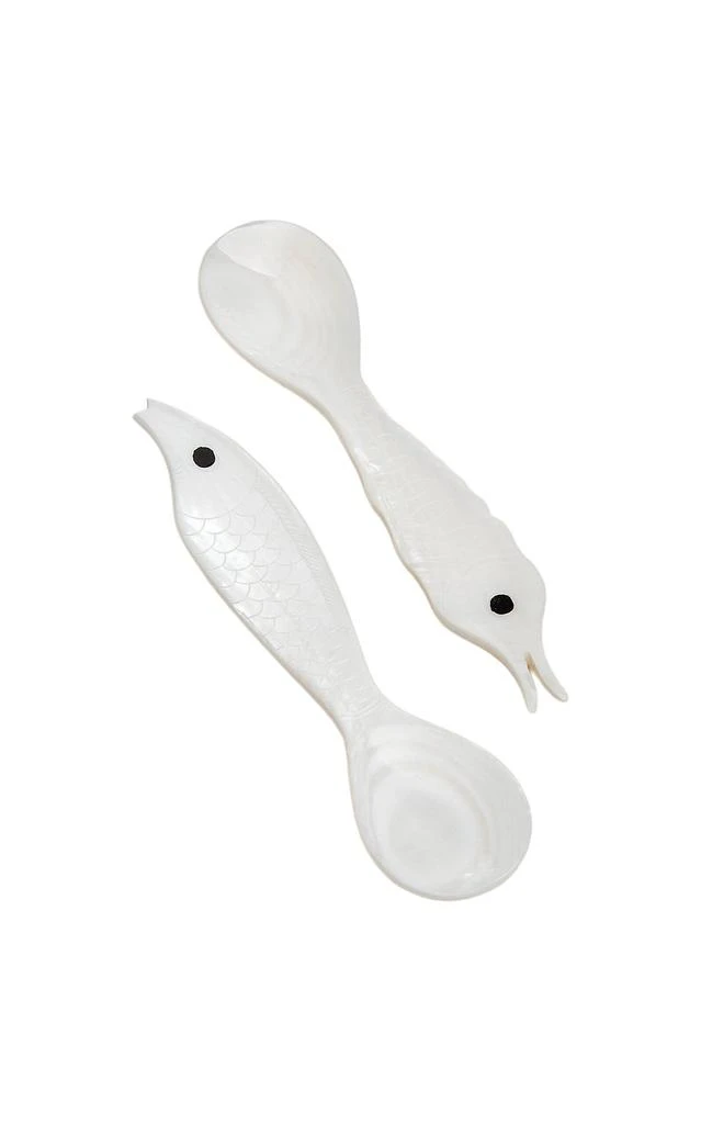 Gohar World Gohar World - Set-of-Two Sea Creatures Mother-of-Pearl Spoons - White - Moda Operandi 1