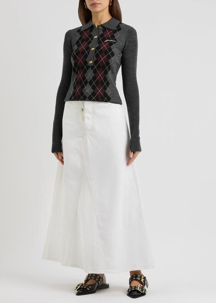 Ganni Argyle-intarsia wool polo jumper  4