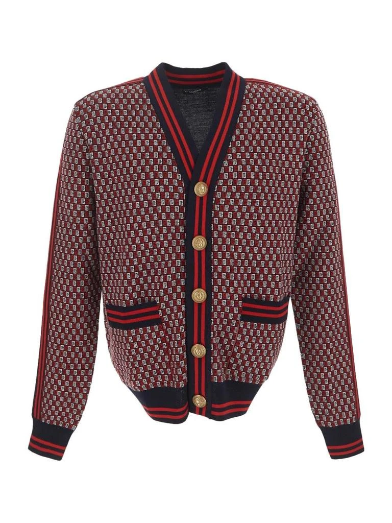 Balmain Balmain Monogrammed Knitted Cardigan from Cettire