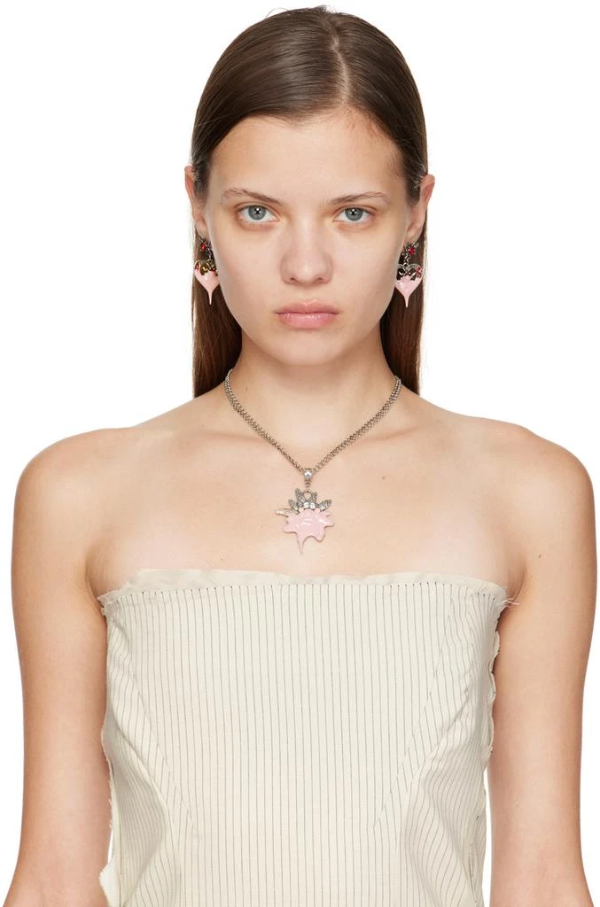 Ottolinger Silver & Pink Dipped Edelweiss Necklace 2