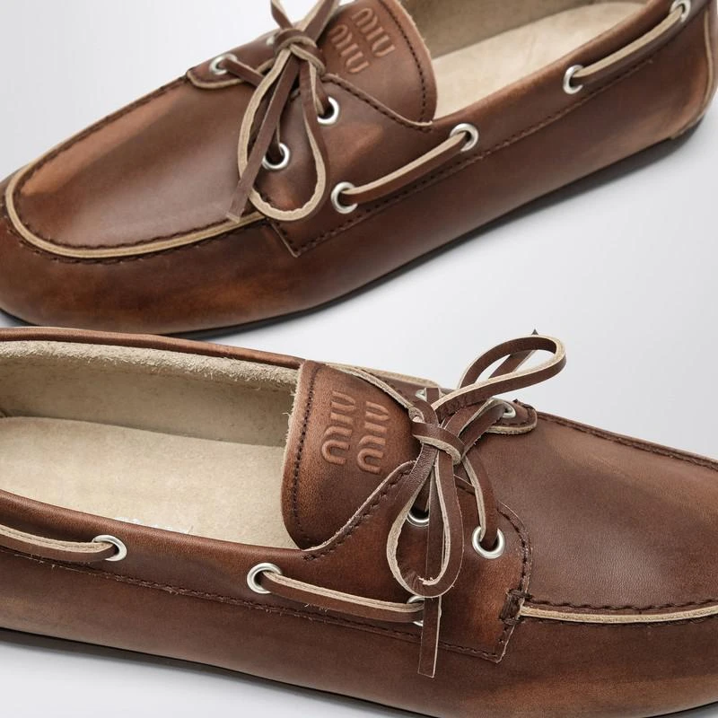 Miu Miu Burnt brown moccasin in vintage effect leather 5