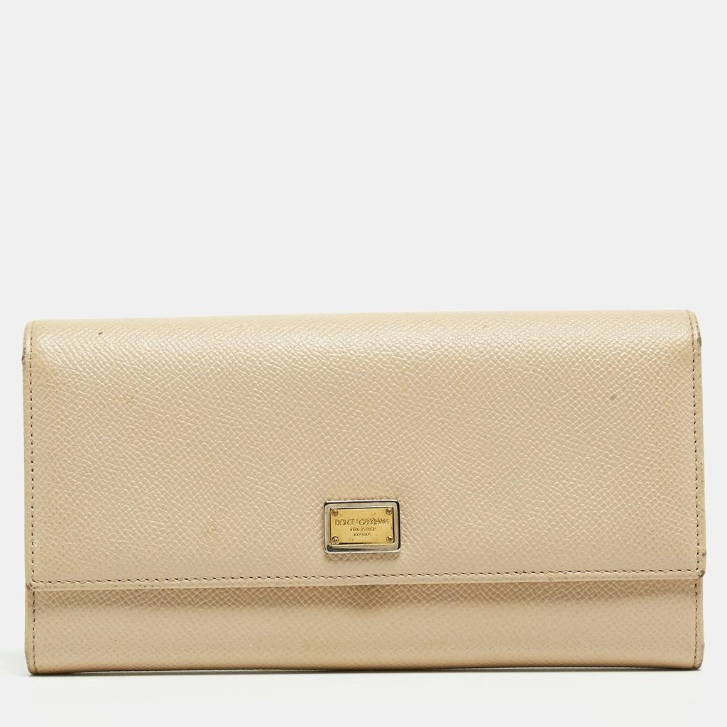 Dolce & Gabbana Beige Leather Dauphine Flap Continental Wallet 1