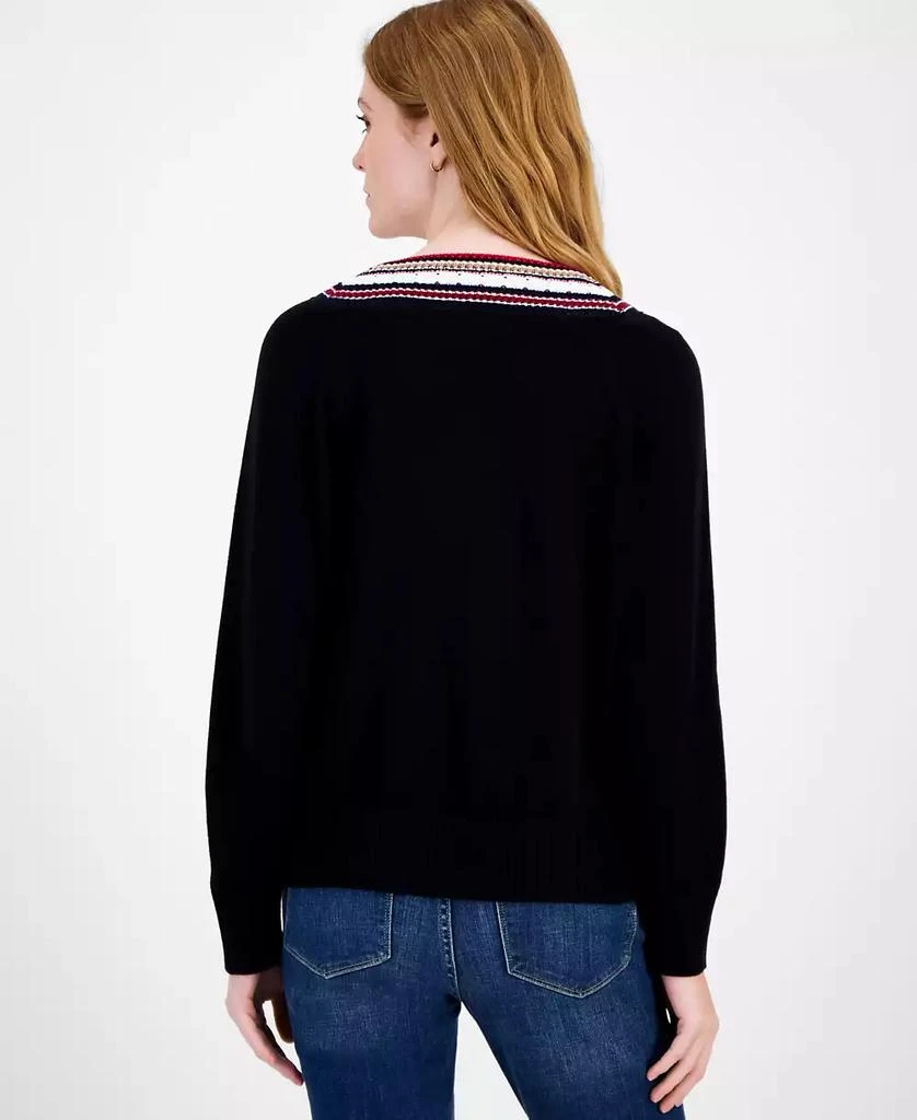 Tommy Hilfiger Women
s Textured V Neck Sweater 4