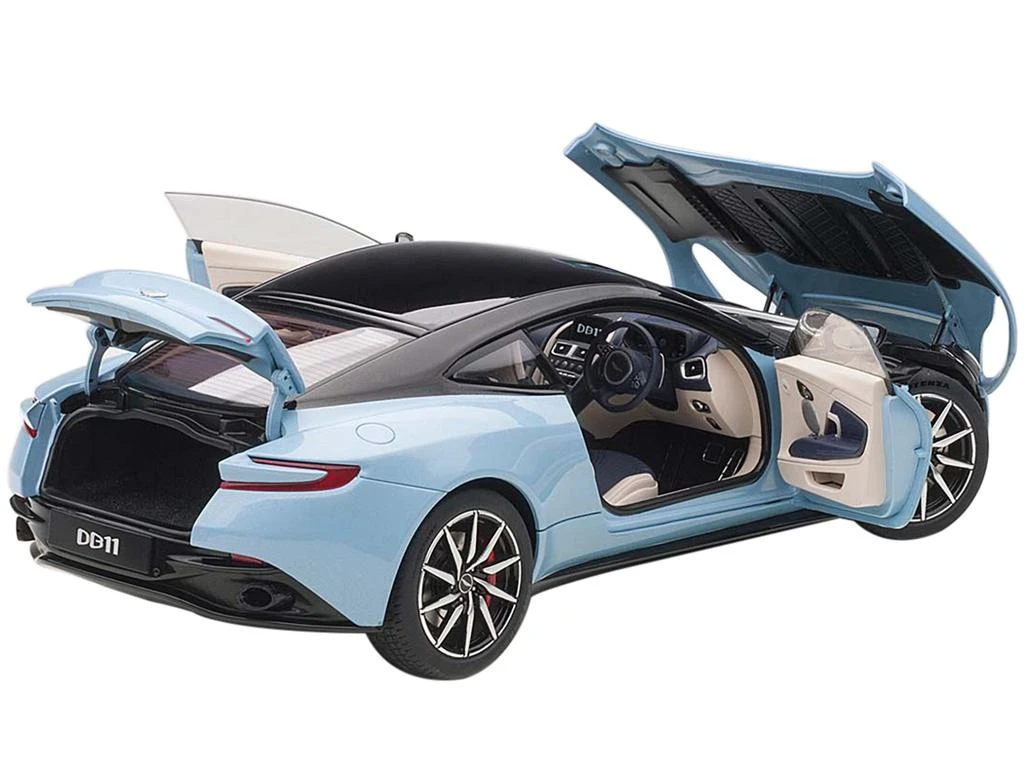 Diecast Model Autoart Aston Martin DB11 Q Frosted Glas Blue with Black Top 1/18 Model Car by Autoart 2