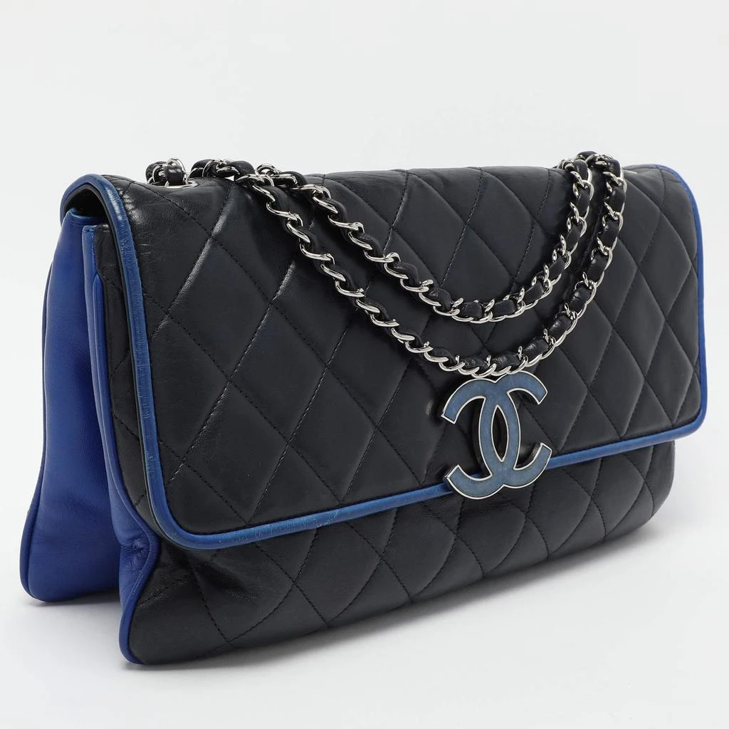 Chanel Chanel Navy Blue Quilted Leather Divine Flap Bag 3