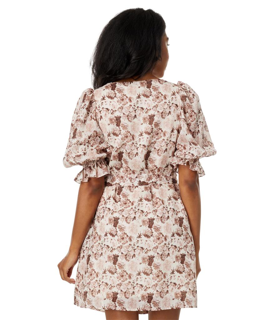 English Factory Floral Linen Mini Dress with Tie