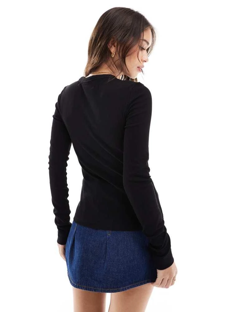 & Other Stories & Other Stories rib long sleeve top in black 2