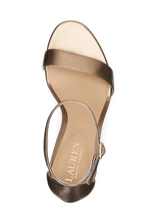 LAUREN RALPH LAUREN ALLIE メタリックストラップサンダル Allie Metallic Nappa Leather Sandal
