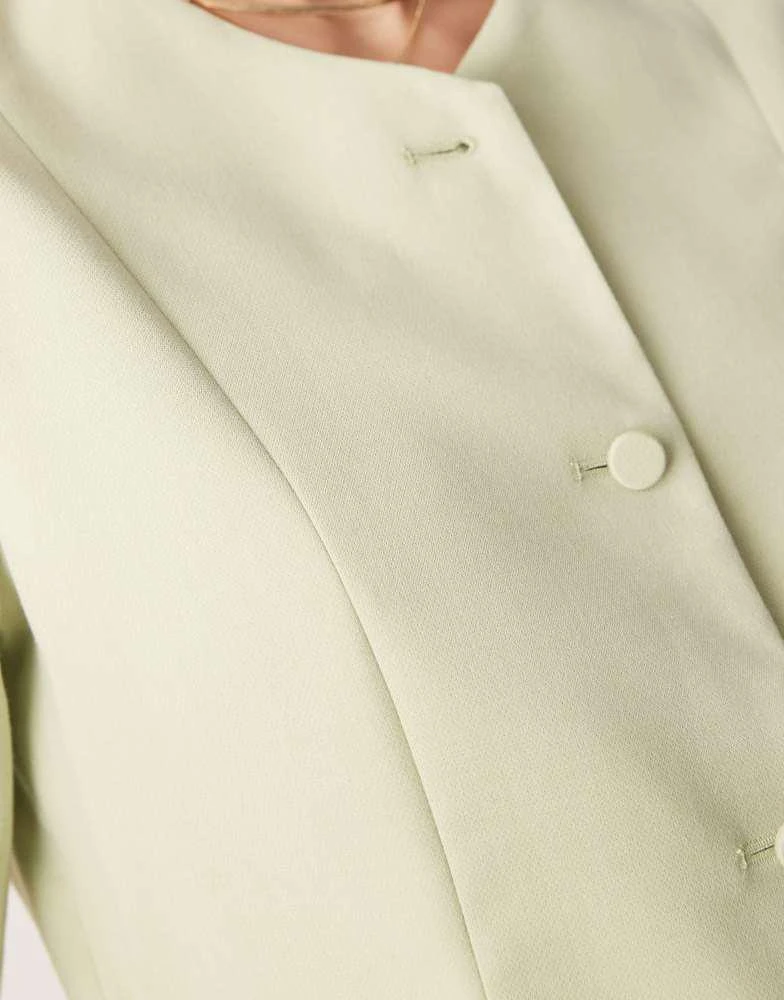 Abercrombie & Fitch Abercrombie & Fitch short sleeve tailored button through top in light green 2