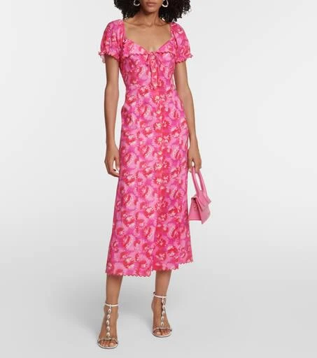 Rixo Briella printed linen-blend midi dress 2