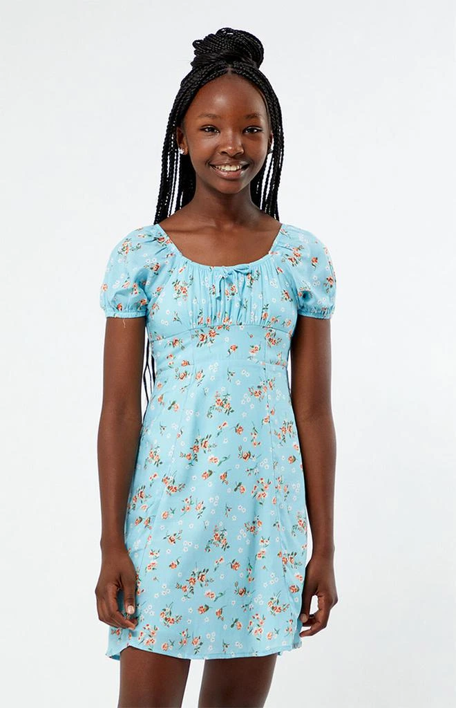 Asher Bloom Mini Dress in Blue - Size XL