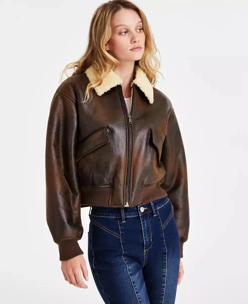 Maralyn & Me Juniors' Faux-Fur-Collar Bomber Jacket 1