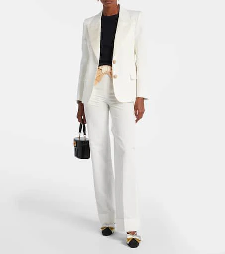 Valentino High-rise cotton and linen straight pants 2