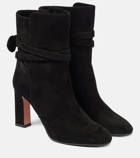 Aquazzura Very Bow Tie 85 suede ankle boots 1