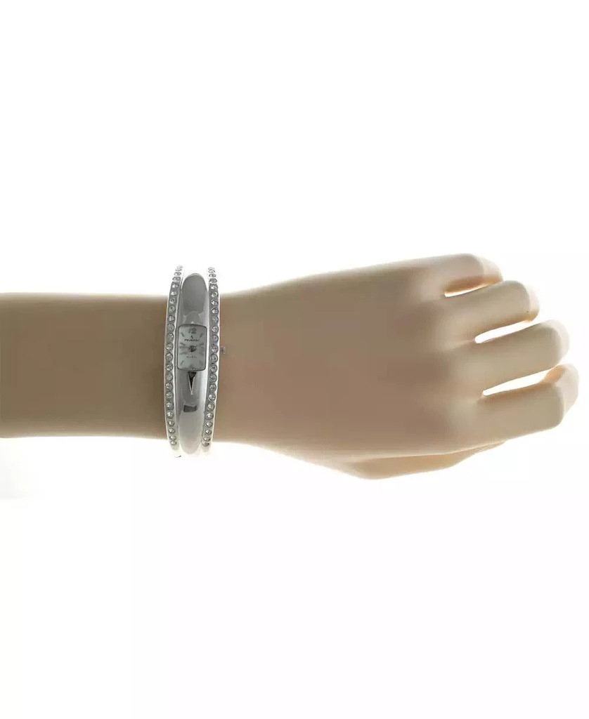 Peugeot Women's Silver-Tone Crystal Accented Cuff Bangle Fashion Watch 3
