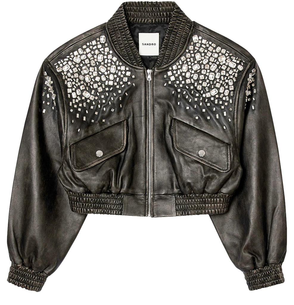 Azalea Wang Stud Moto Jacket Vegan Leather Blue World
