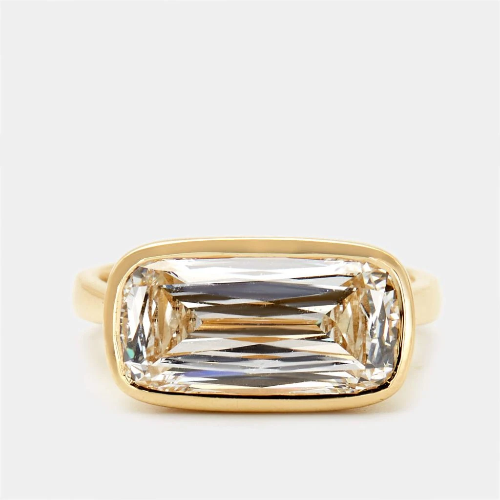 The Diamond Edit 5.30 cts Elongated Cushion 18k Yellow Gold Lab Grown Diamonds Ring Size 51 2