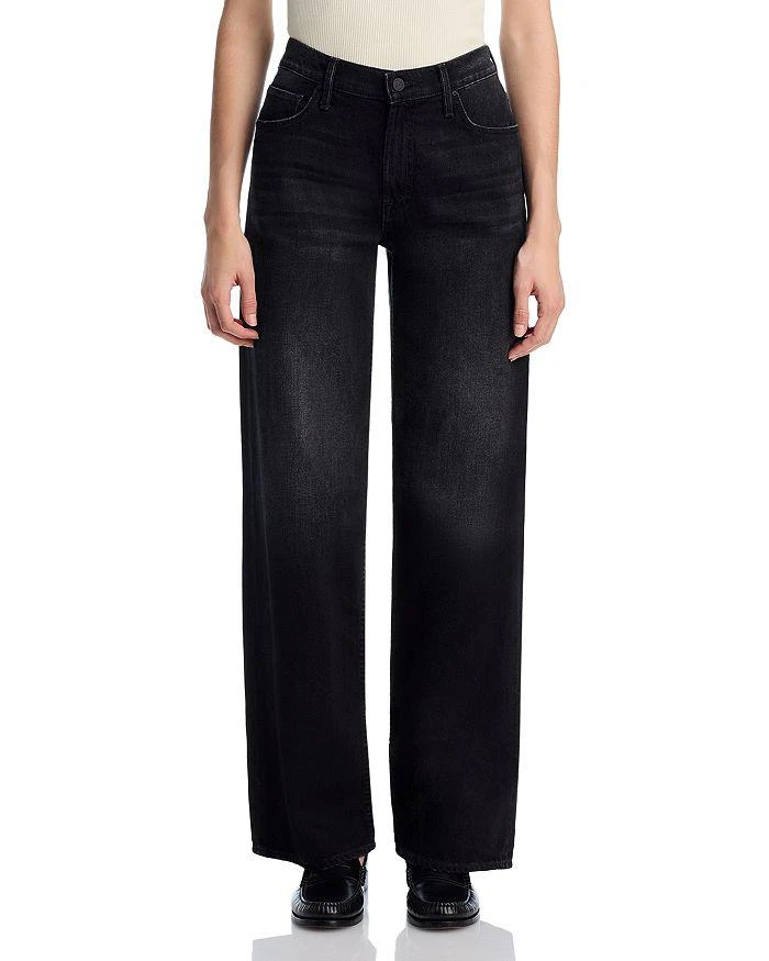 MOTHER The Spinner Sneaker Wide Leg Jeans in Black Magic 7