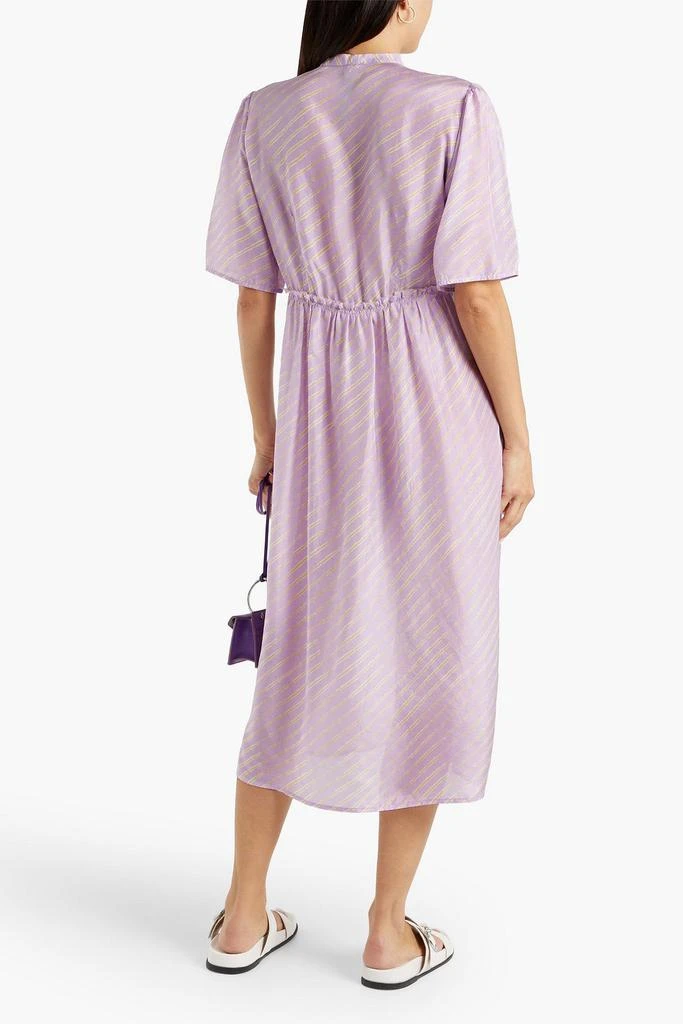RAQUEL ALLEGRA Striped silk-twill midi dress 3
