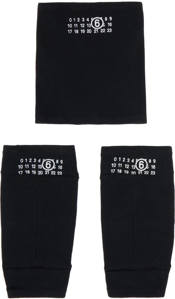 MM6 Black Printed Neck Warmer & Arm Warmers Set 1