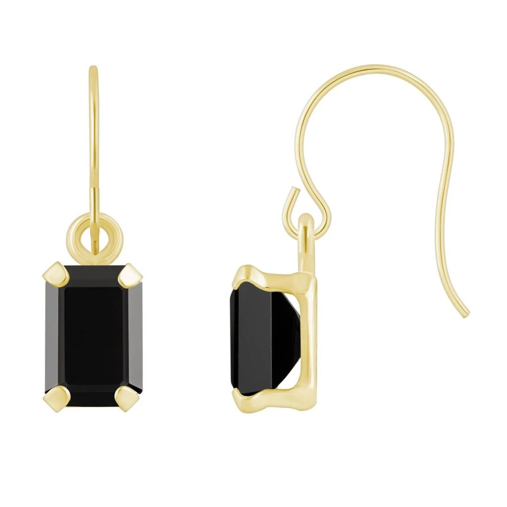 Glistening Jewels 10K Gold 6x4mm Emerald Cut Black Onyx Drop Earrings