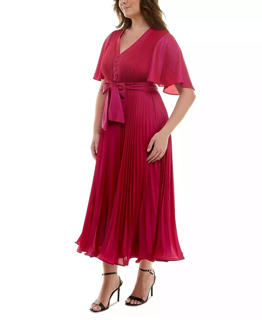 Taylor Plus Size Pleated Tie-Belt Flutter-Sleeve Maxi Dress 2