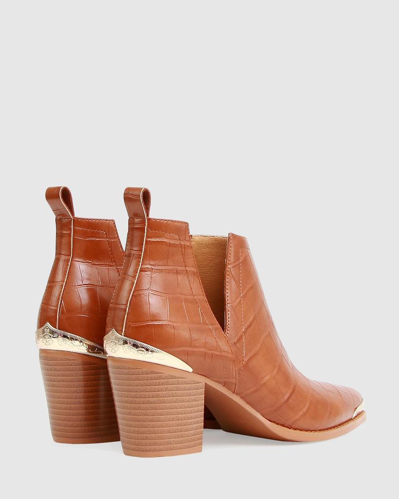 Belle & Bloom Austin Croc Embossed Ankle Boot - Camel