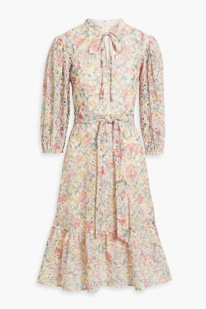 MIKAEL AGHAL Belted printed broderie anglaise midi dress 1