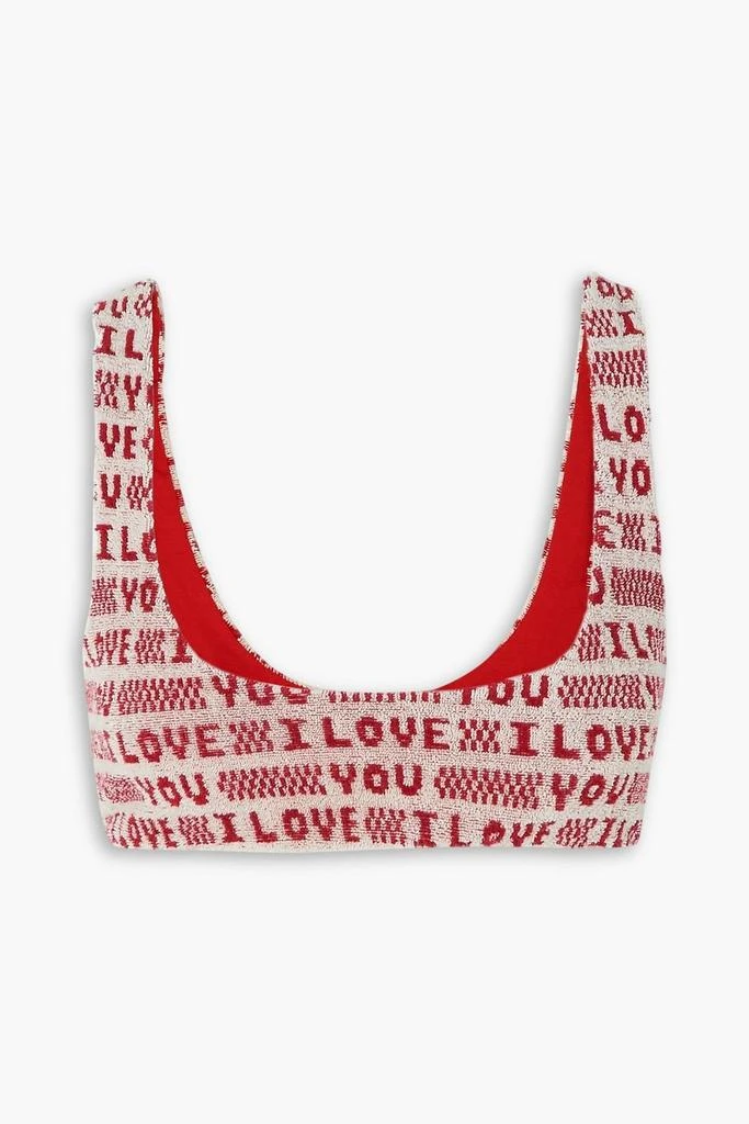 Stella McCartney Jacquard-knit cotton-blend terry bra top 1
