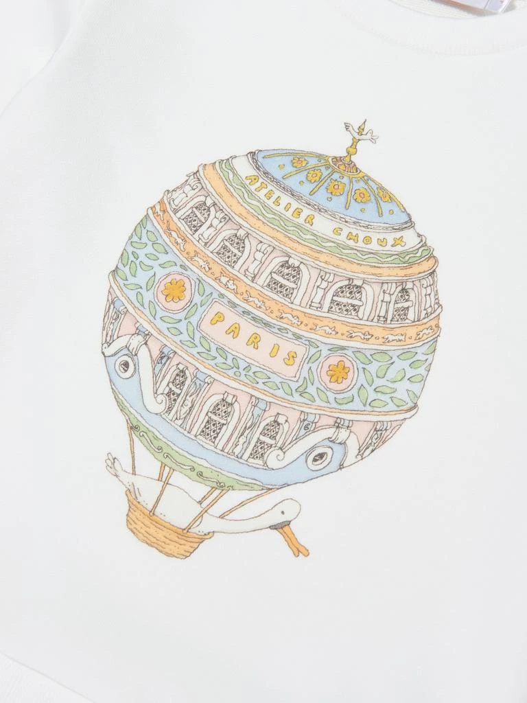 Atelier Choux Atelier Choux Girls Hot Air Balloon Sweatshirt in Ivory 3