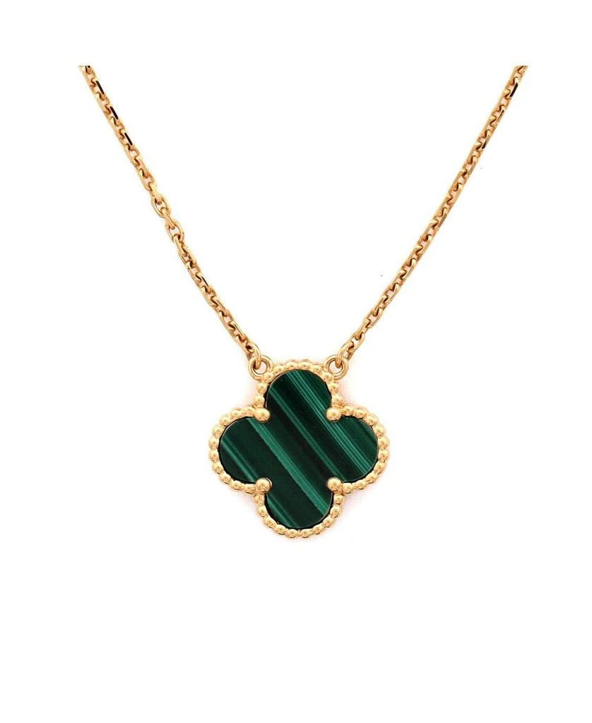 Pre-Owned Van Cleef 
Arpels Vintage Alhambra Pendant Necklace 18K Gold and Malachite, 16.25" 2