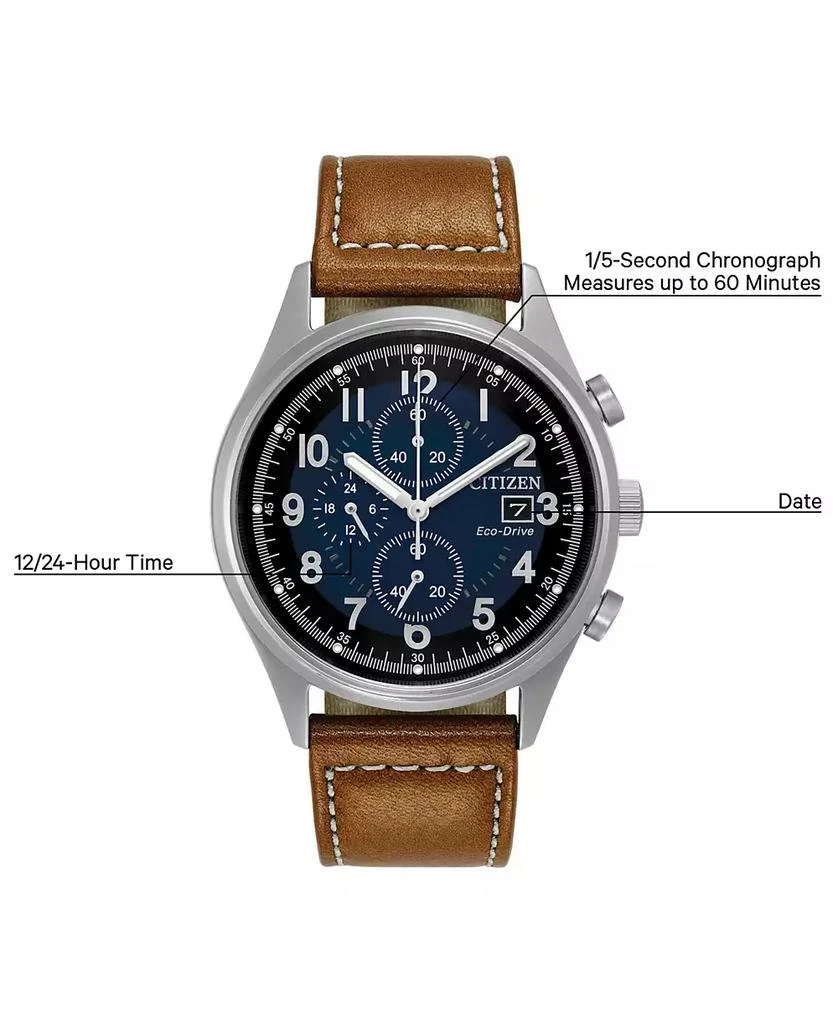 Citizen Men's Eco-Drive Chronograph Brown Leather Strap Watch 42mm CA0621-05L 6