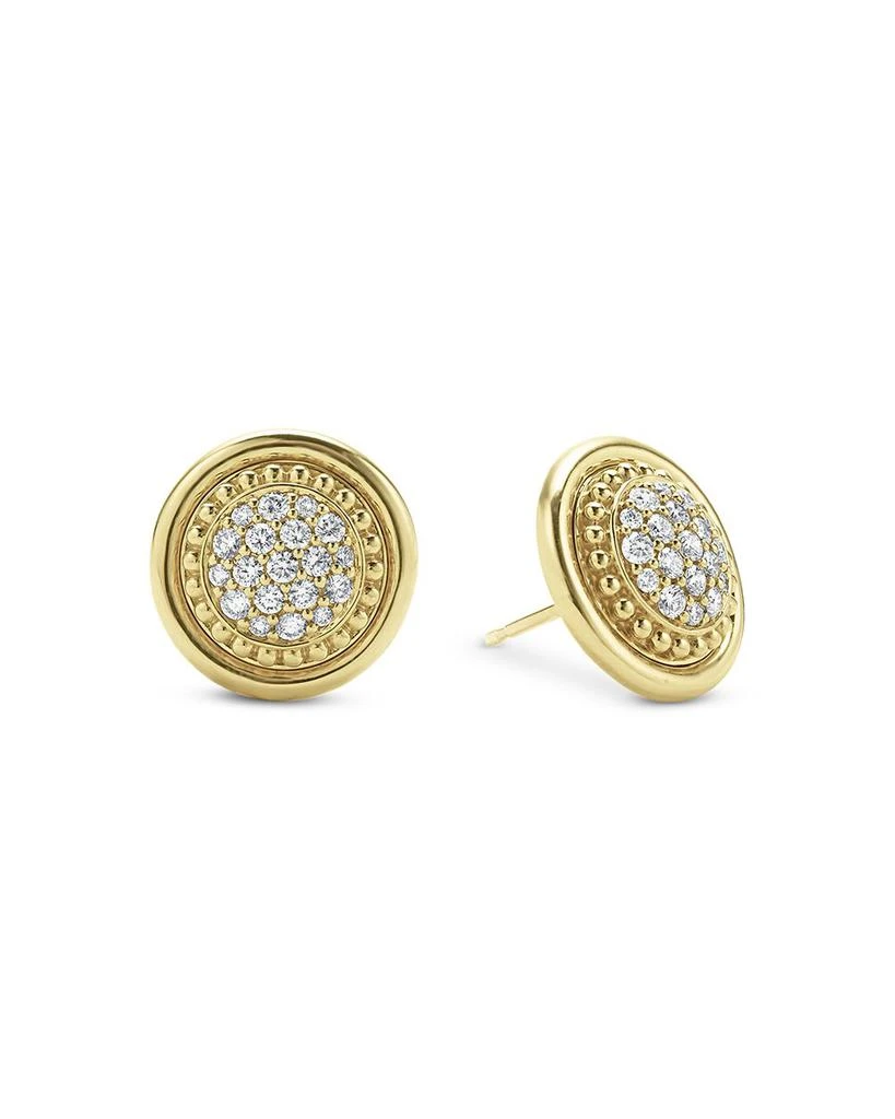 LAGOS 18K Gold & Ceramic Meridian Diamond Stud Earrings 1