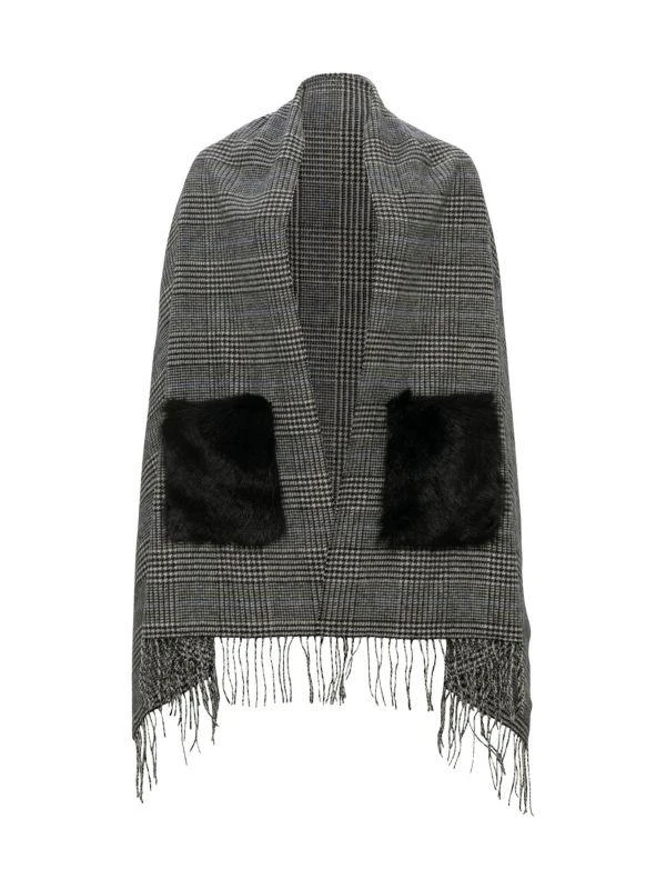 WOLFIE FURS Made For Generationsâ„¢ Toscana Shearling Trim Cashmere Blend Shawl 1