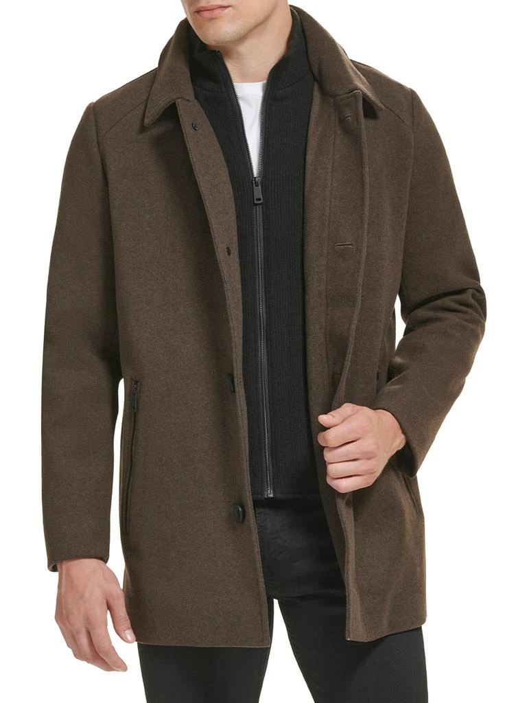 Kenneth Cole Mock Turtleneck Sweater Lined Wool Blend Coat 3