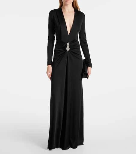 green emerald velvet dress Victoria Beckham Panelled Cami Dress in Navy