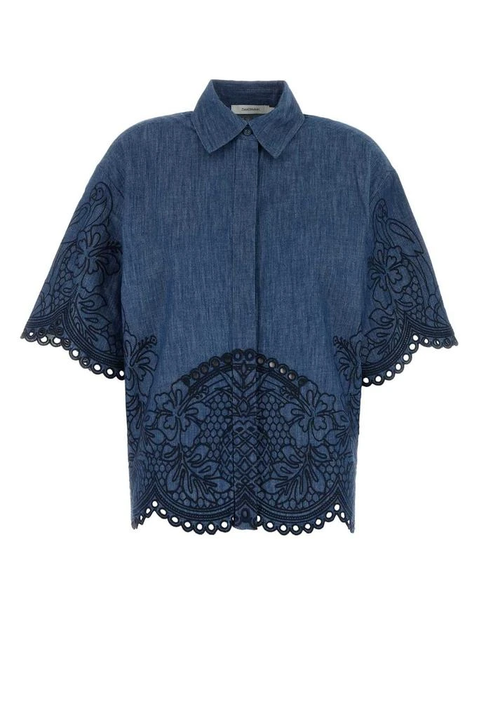 Zimmermann Zimmermann Coco Embroidered Denim Shirt from Cettire