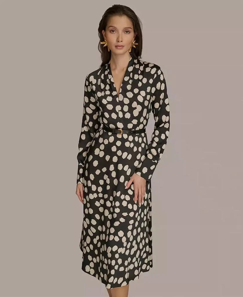 Donna Karan Women's Printed Belted A-Line Dress 4