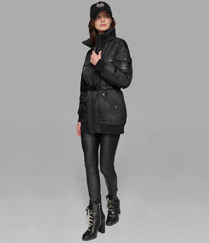 Karl Lagerfeld Paris LONG BOMBER JACKET WITH HIDDEN HOOD 6