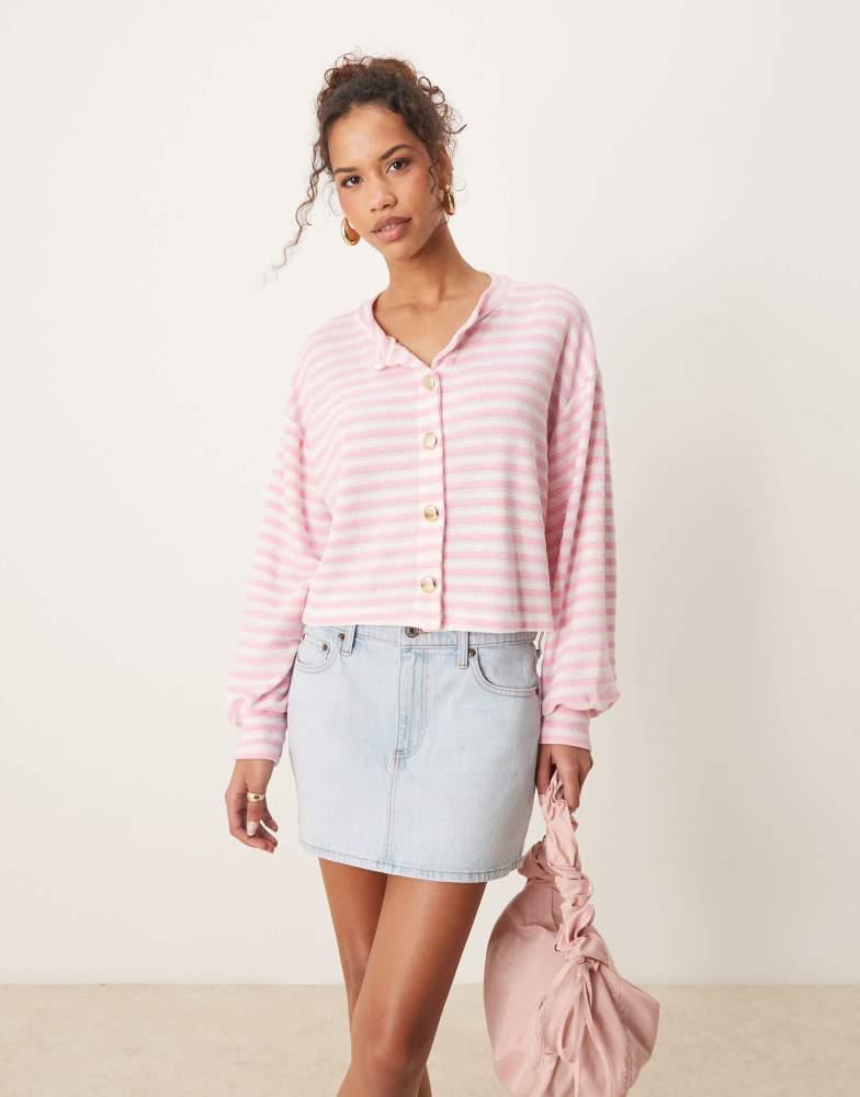 ASOS ASOS DESIGN long sleeve cardigan  in pink stripe