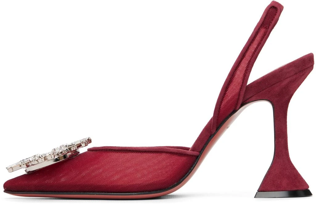 Amina Muaddi Burgundy Begum Mesh 95 Sling Heels 3