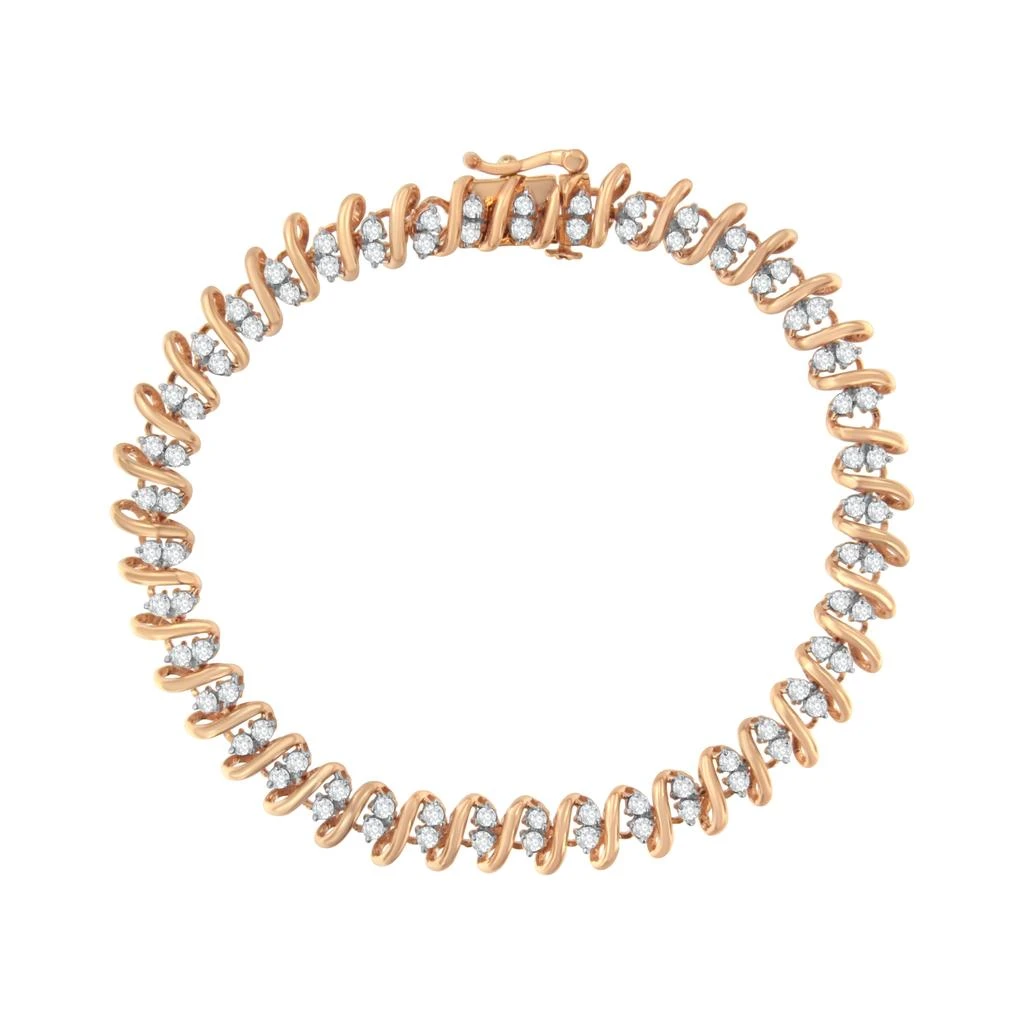 Haus of Brilliance 14KT Rose Gold Plated Sterling Silver Diamond S Link Tennis Bracelet